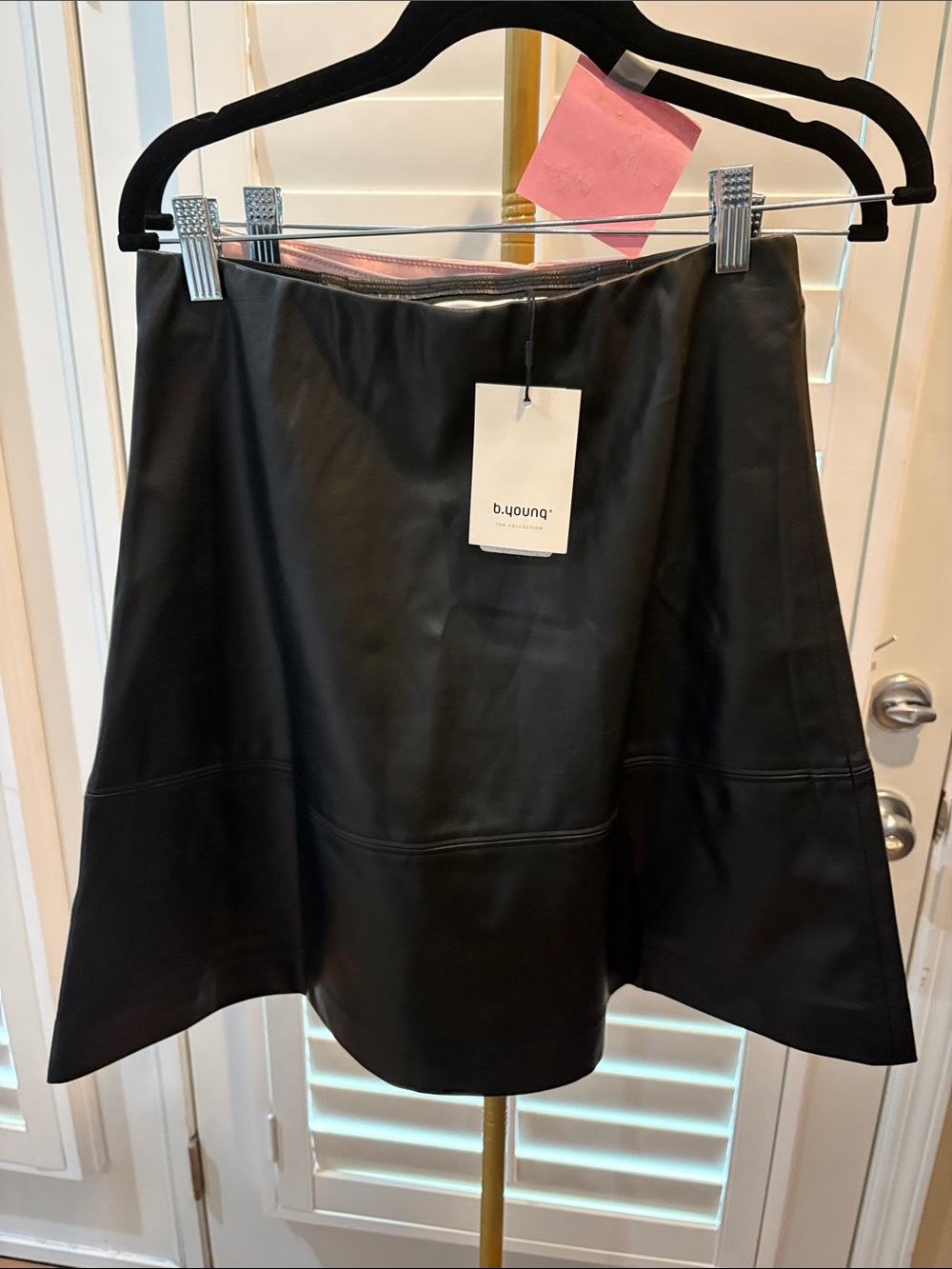 Black Vegan Leather A-Line Skirt